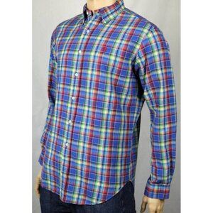 POLO RALPH LAUREN Men's S Classic Fit Madras Plaid Button Up Shirt Linen Blend